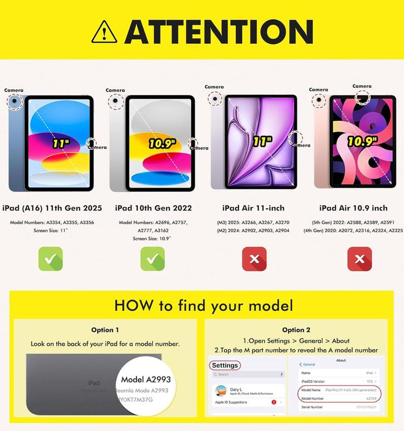 INFILAND Case for Ipad A16 11Th Gen 11 Inch 2025 & 10Th Gen 10.9 Inch 2022 Heavy Duty Rugged Shockproof Cover with Kickstand & Apple Pencil Holder