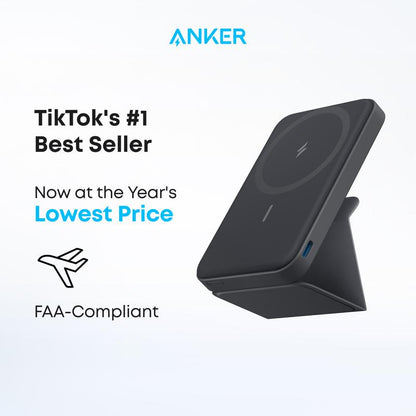 [Limited Offer]Anker 622 Magnetic Battery Maggo, 5,000Mah Foldable Wireless Power Bank with Stand and USB-C Port, Compatible for Iphone 16/15/14/13/12