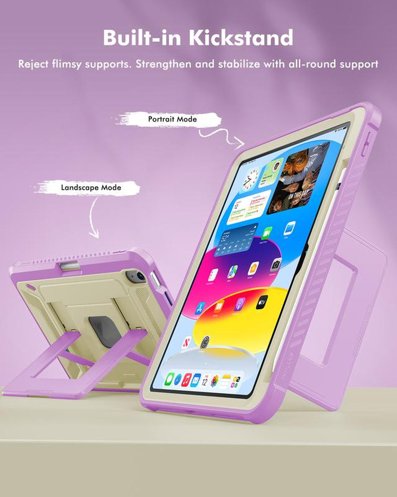 INFILAND Case for Ipad A16 11Th Gen 11 Inch 2025 & 10Th Gen 10.9 Inch 2022 Heavy Duty Rugged Shockproof Cover with Kickstand & Apple Pencil Holder